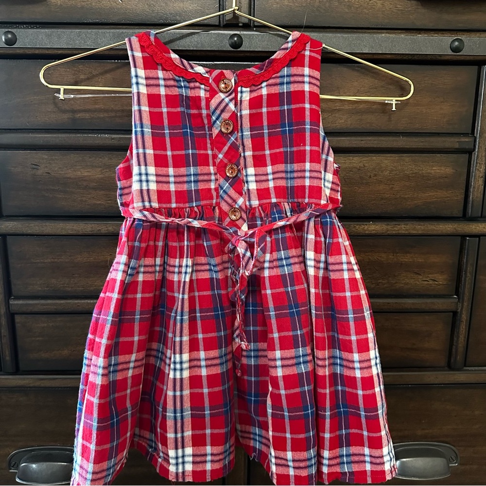 Plaid Red and Blue Kids Dress - Picture 2 of 3